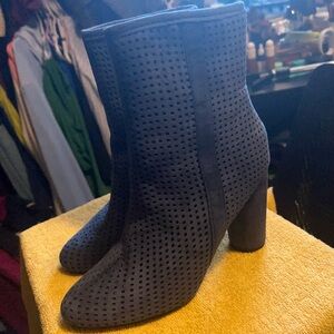 Hot Kiss Dark Blue Perforated Heeled Boots